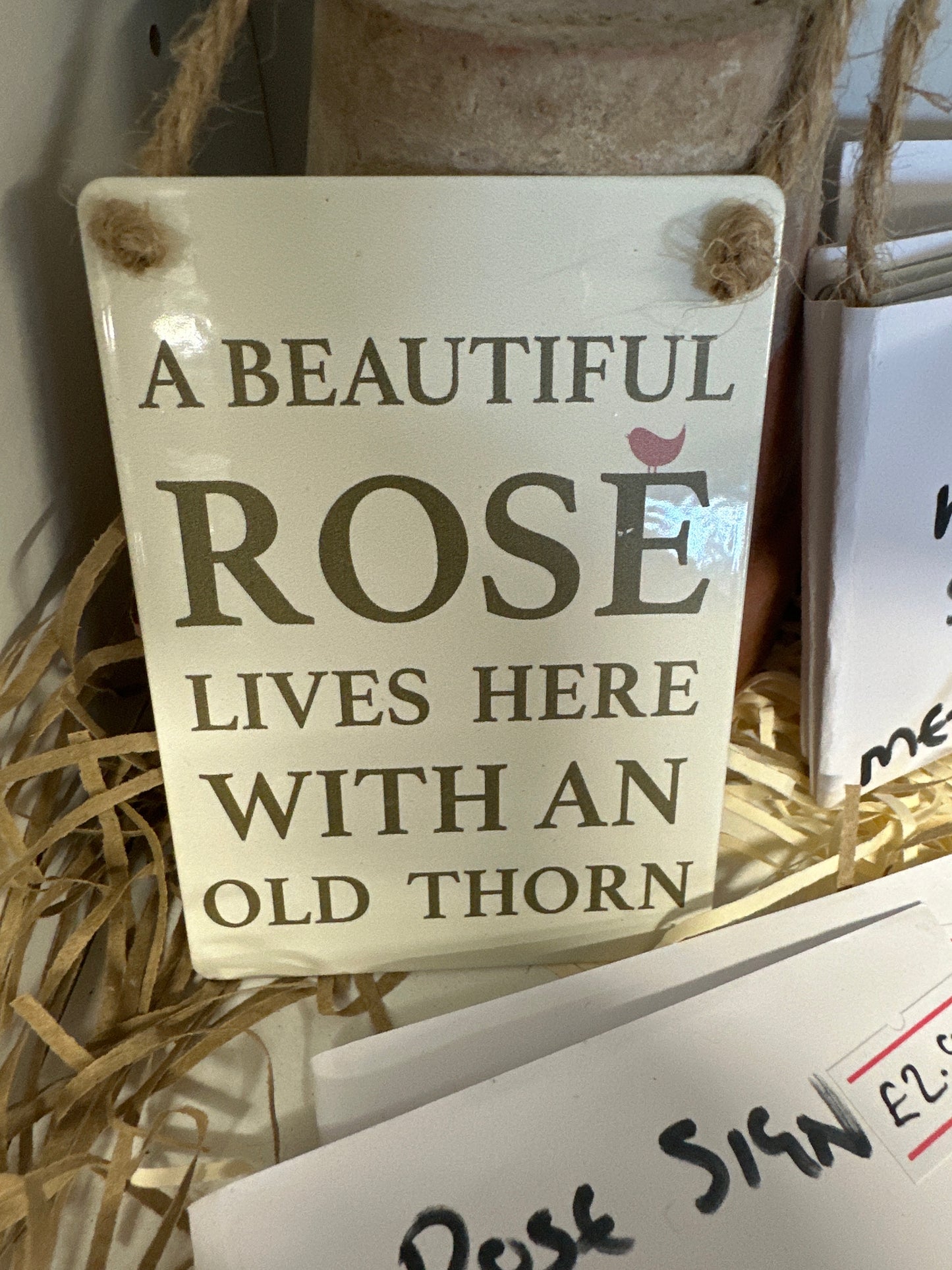 ‘Beautiful Rose’ Metal Hanging Sign