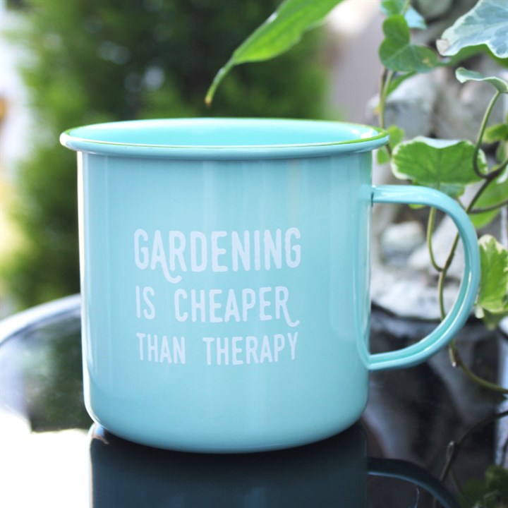 ‘Gardening is Cheaper than Therapy’ Enamel Mug