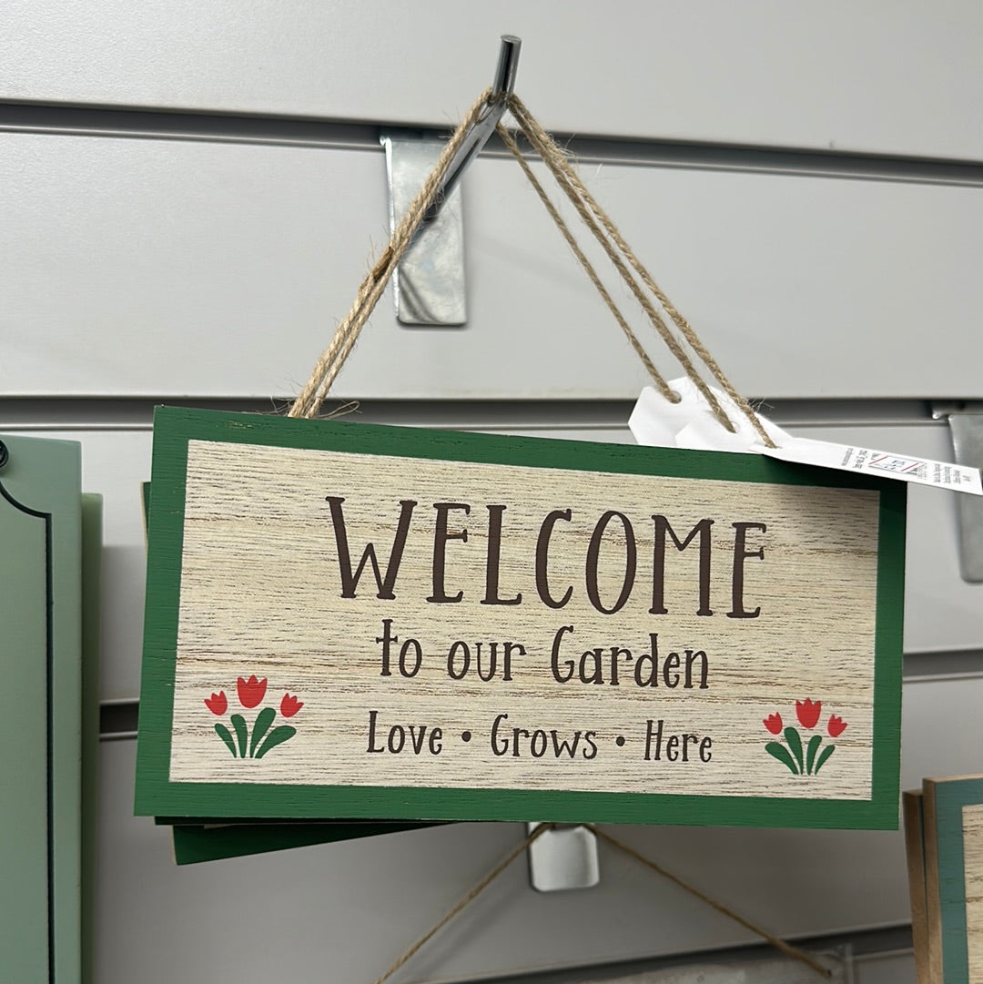 ‘Welcome to our Garden’ Hanging Sign